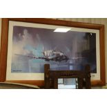 Large Framed and Glazed Barrie A F Clark Print of a Spitfire