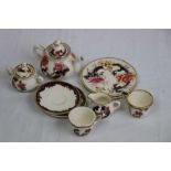 Miniature Masons Mandolay dolls house tea service comprising teapot, sugar bowl, milk jug, two