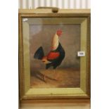 Gilt Framed Oil Painting of a Fighting Cockerel