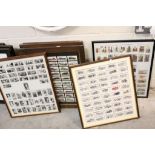 Eight Framed, Glazed and Mounted Sets of Cigarette Cards including Wills Motor Cars, Wills