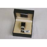 Cased Gucci Wristwatch with Steel Bracelet Strap and Warranty Leaflet