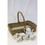 Vintage Wicker Bread Basket together with Japanese Eggshell Geisha Lithophane Dragonware Hand