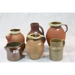 Three 19th century Part Glazed Terracotta Dairy Jugs and Three Others