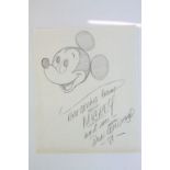 Film autograph - an unframed Mickey Mouse pencil sketch signed by Walt Disney artist Don Williams,