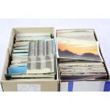 Approximately 1000 vintage & modern Postcards in two boxes, mainly English Topographical