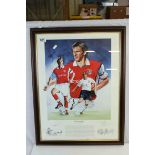 Football autograph - Tony Adams, Arsenal FC, framed and glazed Gary Brandham print, approx 52cm x