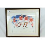 Football autographs - Arsenal FC, Tony Adams, Steve Bould, Nigel Winterburn & Lee Dixon, framed