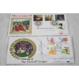Football autographs - two commemorative FDCs, one signed by Brian Clough and Nigel Clough, the other