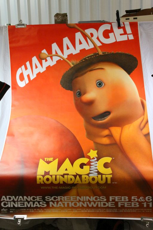Group of large cinema movie posters to include Spiderman 2, The Magic Roundabout, The Day After