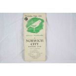 1946/47 Norwich City v Swindon Town football programme played 12th September 1946 with central fold,