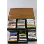 Over 70 cassettes in two vintage sets of drawers to inc Stevie Wonder, Neil Diamond, etc, some