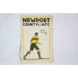 1946/47 Newport County v Swansea Town football programme played 12th October 1946 in a gd overall