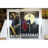 Two contemporary framed and glazed film posters to include Spiderman and Ironman