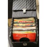 Vinyl - Pop - Collection of 45's spanning decades along with a vintage record box. Condition varies