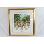 Framed and glazed music and football El Beatle George Best Lisbon 1966 ltd edn print signed by