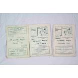 Three early 1950s Plymouth Argyle home football programmes to include v Bristol City Xmas Day