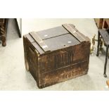 Vintage Wooden Lidded Crate stamped ' Friary Wine & Spirit Dept, Guildford ', 46cms wide x 36cms