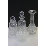 Two Victorian Cut Glass Items and Two Decanters