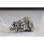 Sterling Silver Cast Figure of a Seated Elephant