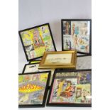 Seven Framed Pop Art Style Pictures together with an Oil Painting of Mudeford