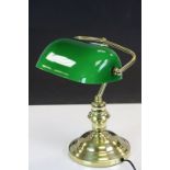 Bankers Desk Lamp with Green Glass Shade