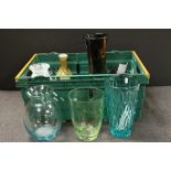 Collection of Ten Glass Vases including Signed Val St Lambert Vase, Wuidart & Co, Caithness, Isle of