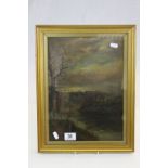 Framed & glazed of a River scene with Cattle, measures approx 42 x 33cm