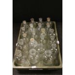 Collection of Twenty One Acid / Chemical Bottles, each with etched panel showing chemical name (4