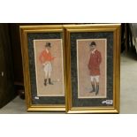 Pair of 1920's Spy Style Paintings, The Sportsman and The Spooney