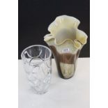 Ralph Lauren Heavy Crystal Cut Glass Vase marked RLL to base, 25cms high together with a Czech Glass