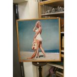 Modern School, Portrait on Canvas of Movie Starlet Marilyn Monroe posing on a Beach