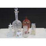 Collection of 19th and Early 20th century Glass Ware including Cranberry Glass Flask with Gold