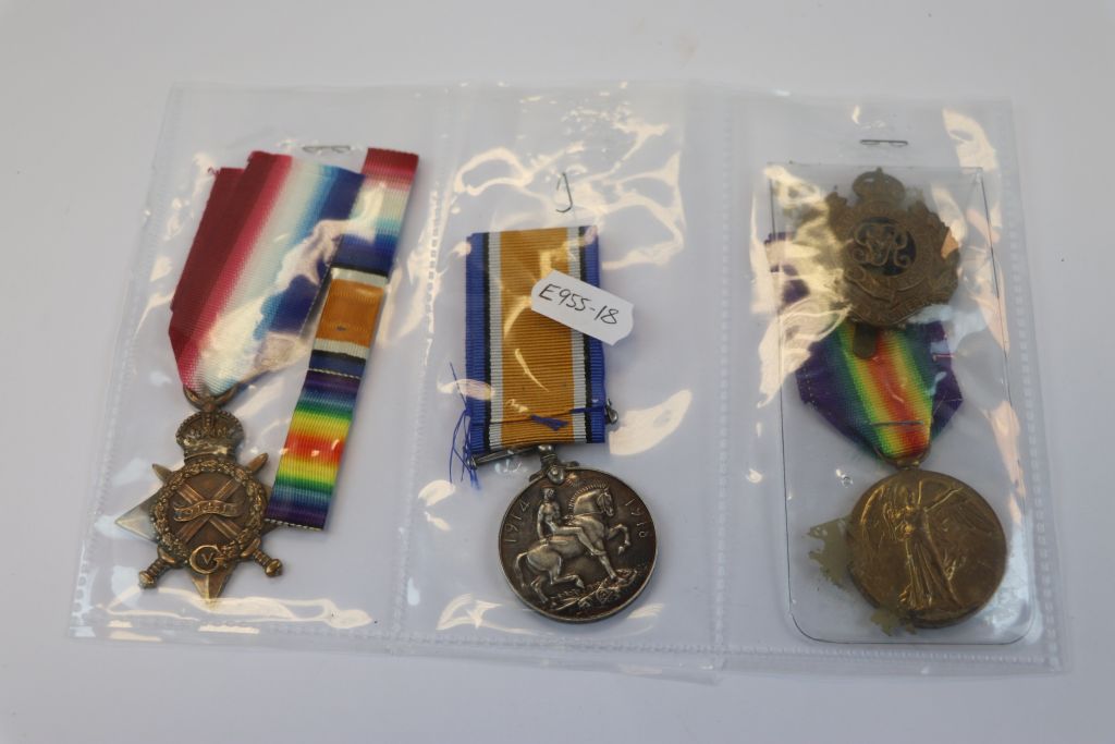 A Full Size British World War One / WW1 Medal Trio To Include The 1914-1915 Star Medal, The