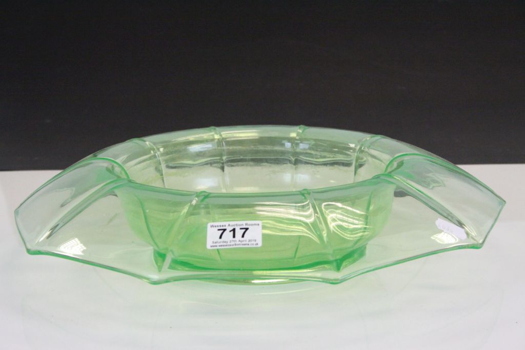 Early 20th century Uraniam Green Glass Fruit Bowl, 41cms diameter - Image 2 of 4