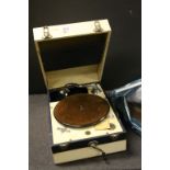 Vintage Decca 66 Portable Gramophone with a Small Group of 78 Records