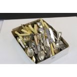 Box of mixed vintage cutlery to include Silver plate