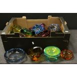 Collection of Twenty Five Studio mainly Coloured Glass Bowls including Bubble Controlled