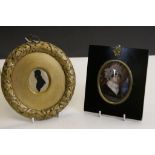 19th Century Ebonised framed & glazed Miniature Portrait of a Victorian Lady plus a Gilt wooden