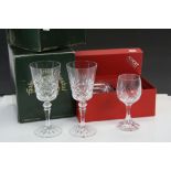 Boxed Set of Four Galway Irish Glass Wine Glasses, another similar both containing Two Glasses