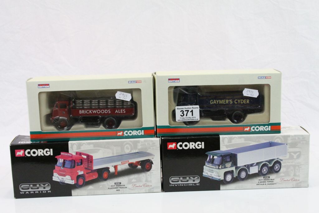 Four boxed 1:50 ltd edn Corgi diecast models to include 2 x Road Transport Heritage The Golden Years