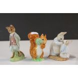 Three ceramic Royal Albert Beatrix Potter characters to include; Mrs Rabbit & Peter, Foxy Whiskered