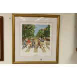 Framed and glazed music and football El Beatle George Best Lisbon 1966 ltd edn print signed by