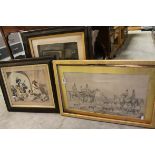 19th century Framed and Glazed Hunting Print ' The Mongal Garrison Hunt 1848 ' together with 19th