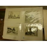 Sir William Rothenstein R.A.(1872 - 1945) Four Mounted Drypoint Black and White Engravings c.