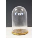 Glass Dome on Wooden Base, 38cms high