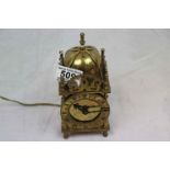 Vintage Smiths Gilt Brass Electric Lantern Style Clock