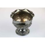 Vintage white metal North African footed bowl with Animal decoration, stands approx 7cm