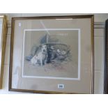 Signed Limited Edition Nora Howarth Print of aTerrier Dog, no. 1/500, 37cms x 32cms, framed and