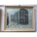 After L S Lowry RBA RA, Vintage Print ' Dwelling Ordsall Lane Salford ' bearing a printed signature,