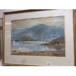 Watercolour of Mountainous Landscape and Lake signed Keith Burtonshaw, 52cms x 36cms, framed and